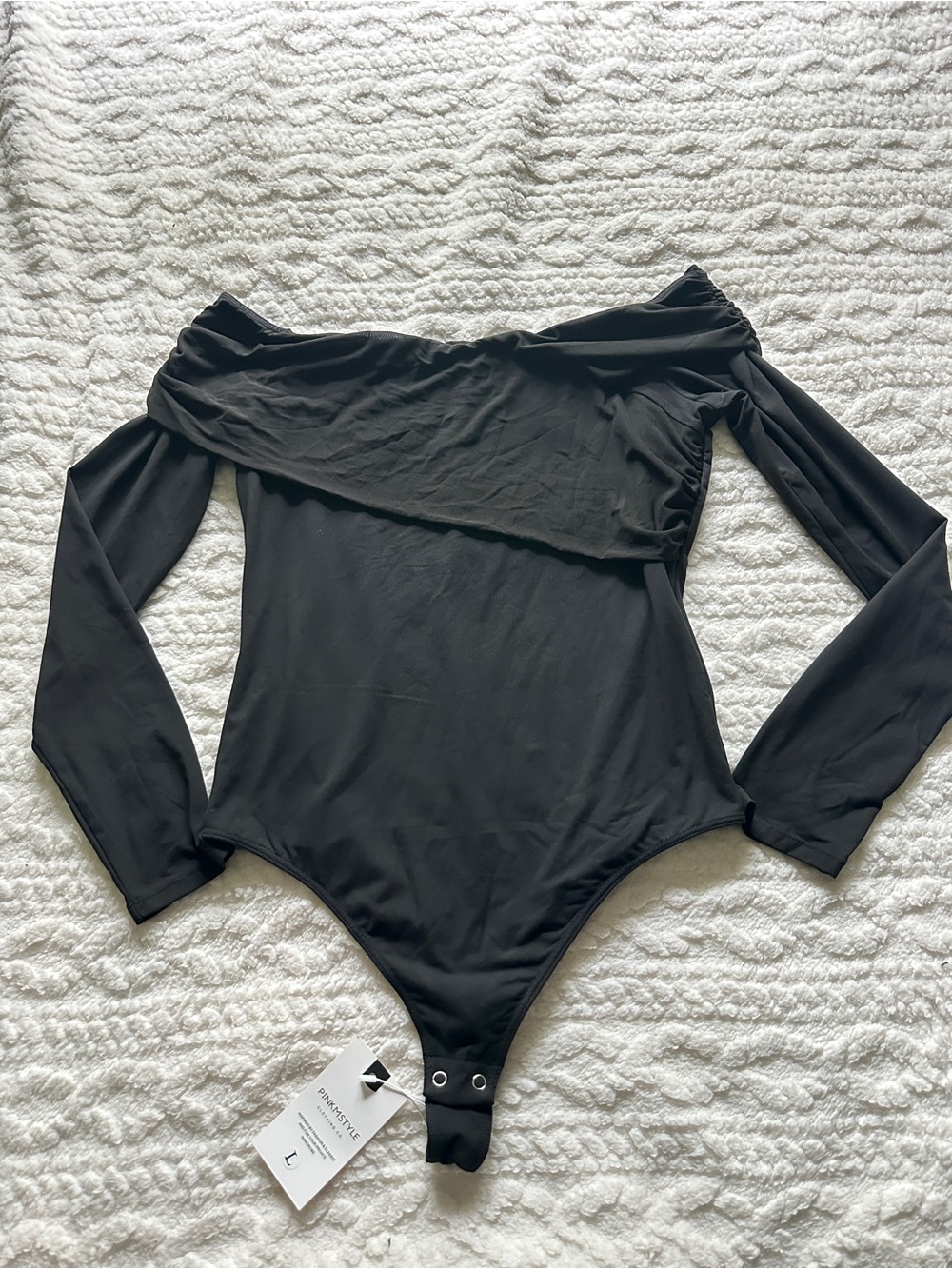 Black Off-Shoulder Long Sleeve One-Piece